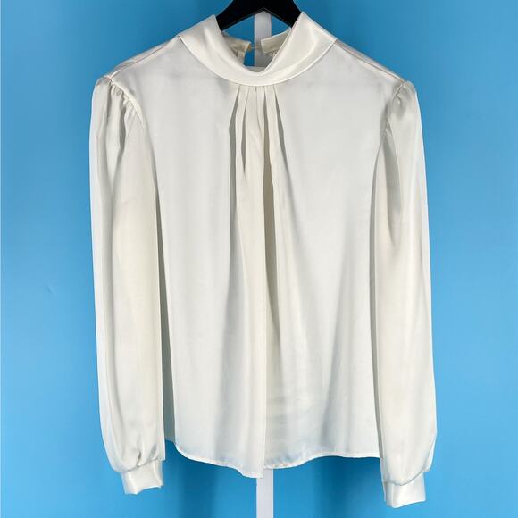 80s satin secretary blouse 1980s vintage - Picture 1 of 7